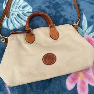 Vintage Dooney and Bourke ivory and vachetta Canvas mini Bag
